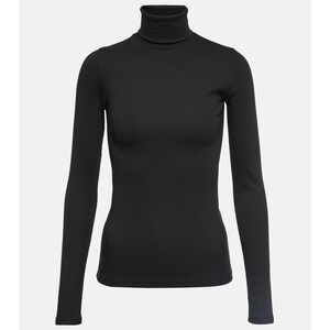 Vintage Lauren Ralph Lauren Women Black Ribbed Turtleneck Long Sleeve Top Size L